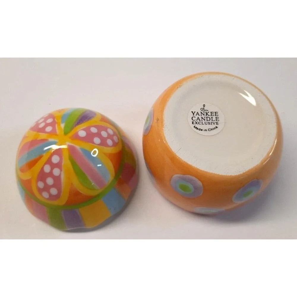 Hermitage Pottery Easter Chic Candle Holders w/ Candles Yankee Candle Tea Light